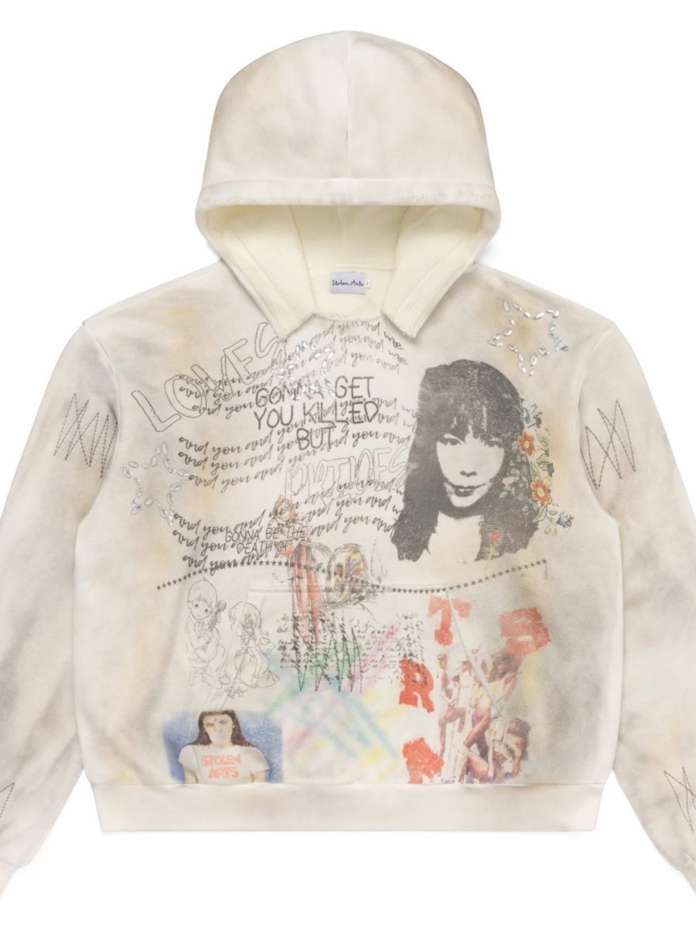 ‘Stolen Arts Kendrick Lamar ‘Pride’ Embroidered Hoodie with Rhinestones
